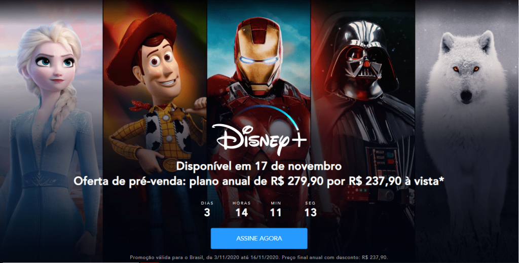 Disney+ chega ao Brasil no dia 17 de novembro