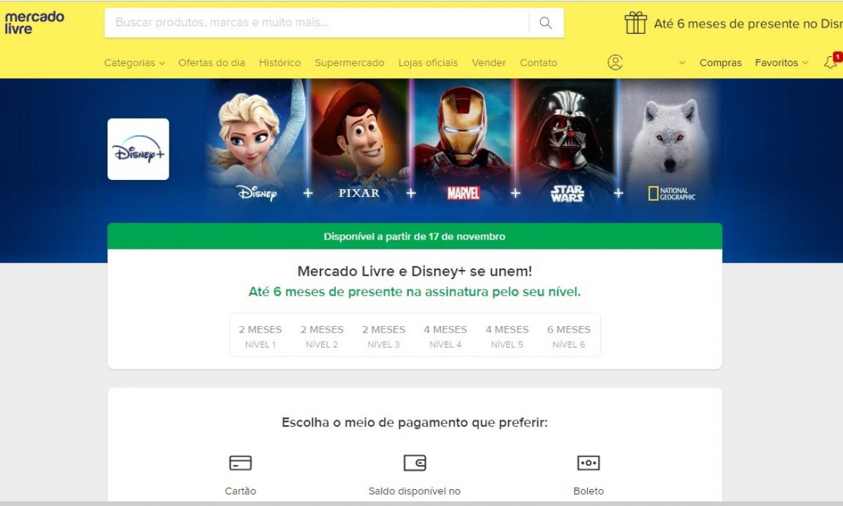 mercado livre nivel 6 disney