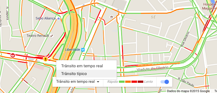 fluxo de trânsito google maps