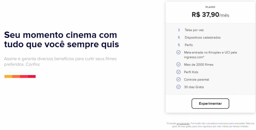 Planos disponíveis no Telecine