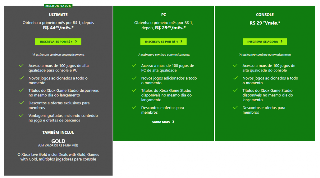 Preços do Xbox Game Pass e do Xbox Game Pass Ultimate