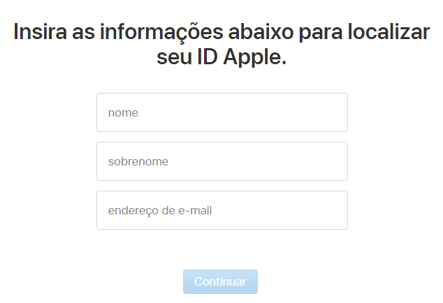Como recuperar o e-mail do ID Apple