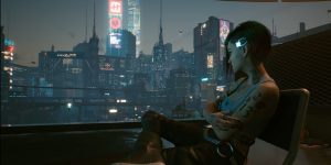 Imagem do trailer de lançamento de Cyberpunk 2077