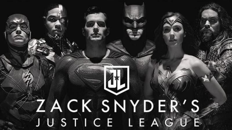 Imagem de divulgação do Snyder Cut mostrando os heróis do filme