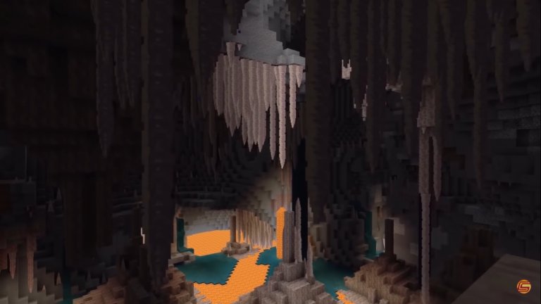 Novas cavernas da atualização Caves & Cliffs do Mincraft 