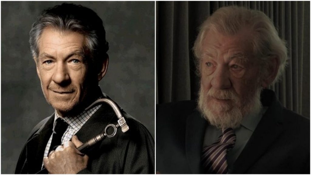 À esquerda, Ian McKellen como Sir Leigh Teabing; à direita, o ator como Dr. Charles Marland-White em Infinitum: Subject Unknown (Imagem: Reprodução/Fizz and Ginger Films)