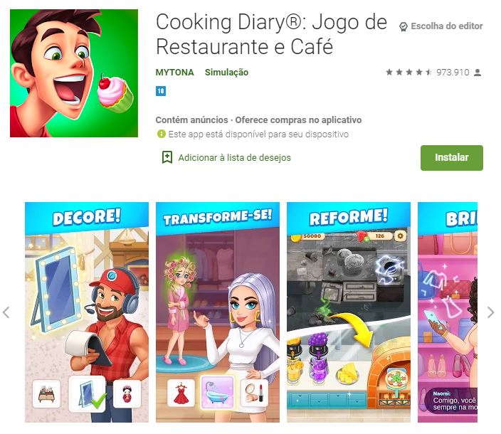 Página do Cooking Diary no Google Play (Imagem: Divulgação/MYTONA)
