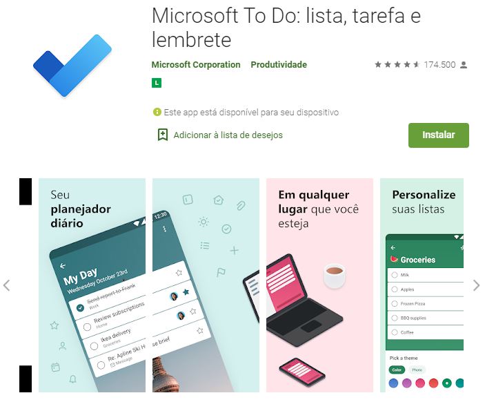 Página do Microsoft To Do na Google Play (Imagem: Reprodução/Microsoft)