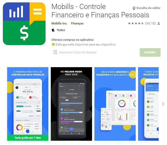 Página do Mobills na Google Play (Imagem: Divulgação/Mobills Inc.)