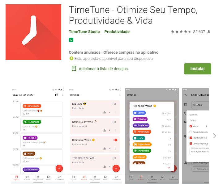 Página do TimeTune na Google Play (Imagem: Reprodução/TimeTune Studio)