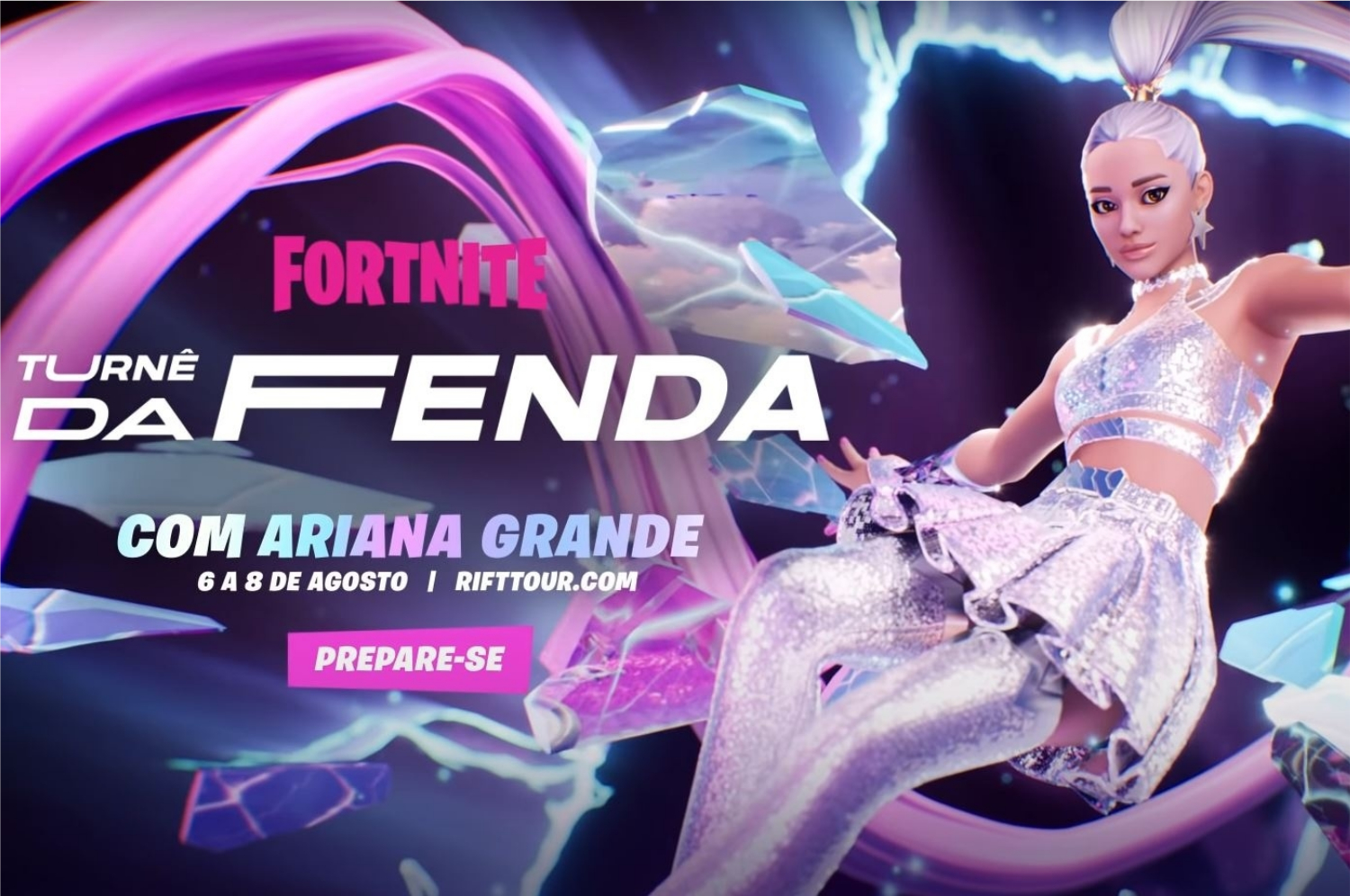 Descubra como vai funcionar o show da Ariana Grande na Turnê da Fenda do Fortnite (Imagem: Divulgação/Epic Games)