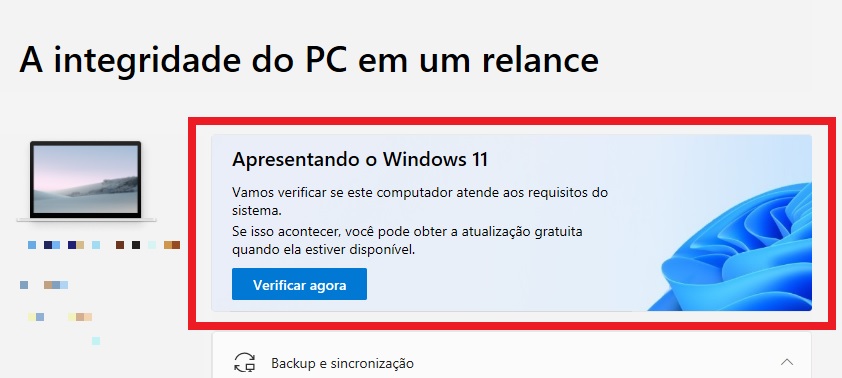 Teste de compatibilidade do WIndows 11 no programa "Verificação de Integridade do PC" (Captura: Alexandre Garcia Peres/Tech News Brasil)