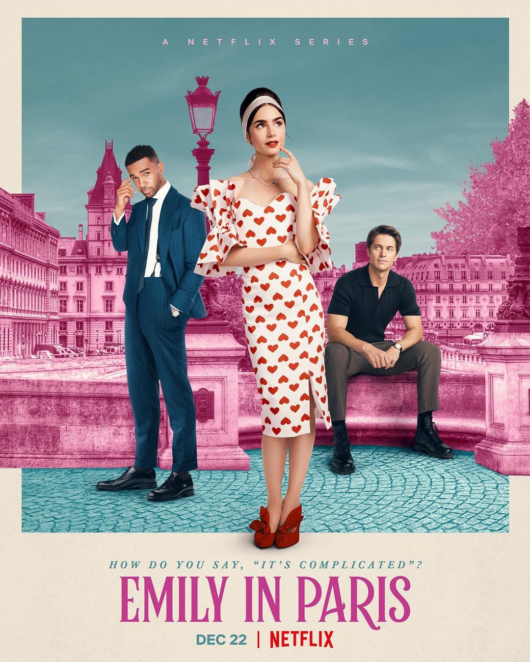 Emily em Paris: Camille e Mindy Chen se juntam a Emily em novo pôster da 2ª temporada (Imagem: Divulgação/Netflix).