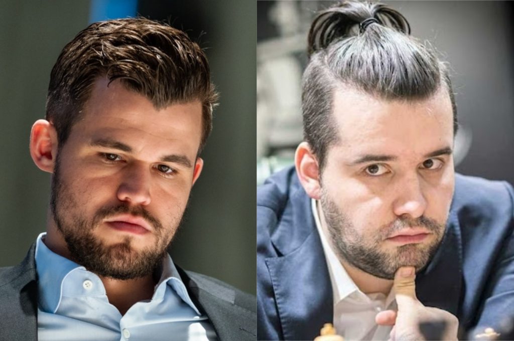 Magnus Carlsen e Nepomniachtchi vão se enfrentar no Campeonato Mundial de Xadrez de 2021 (Imagem: Reprodução/Chess.com)