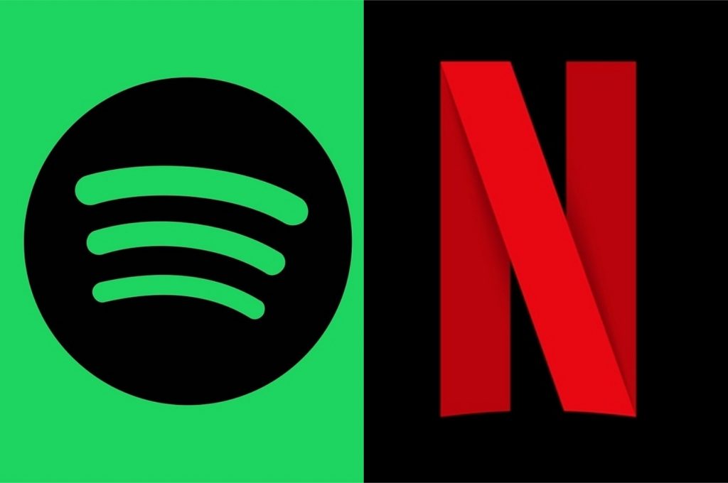 Spotify cria espaço virtual apenas para músicas e podcasts da Netflix (Imagem: Reprodução/Netflix | Spotify)