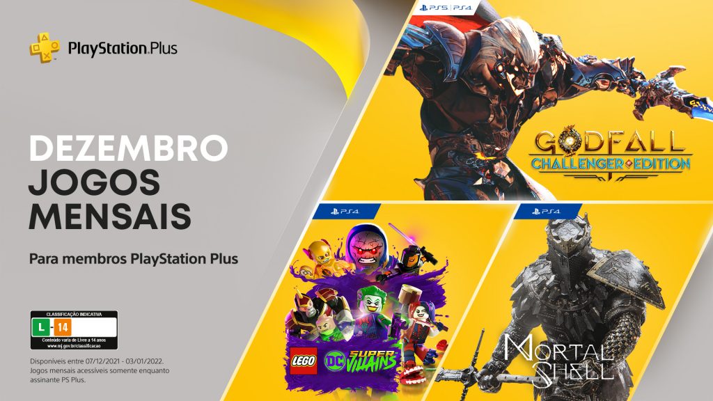Os três jogos que estarão disponíveis em dezembro de 2021 para assinantes do PlayStation Plus (Imagem: Reprodução/Sony)